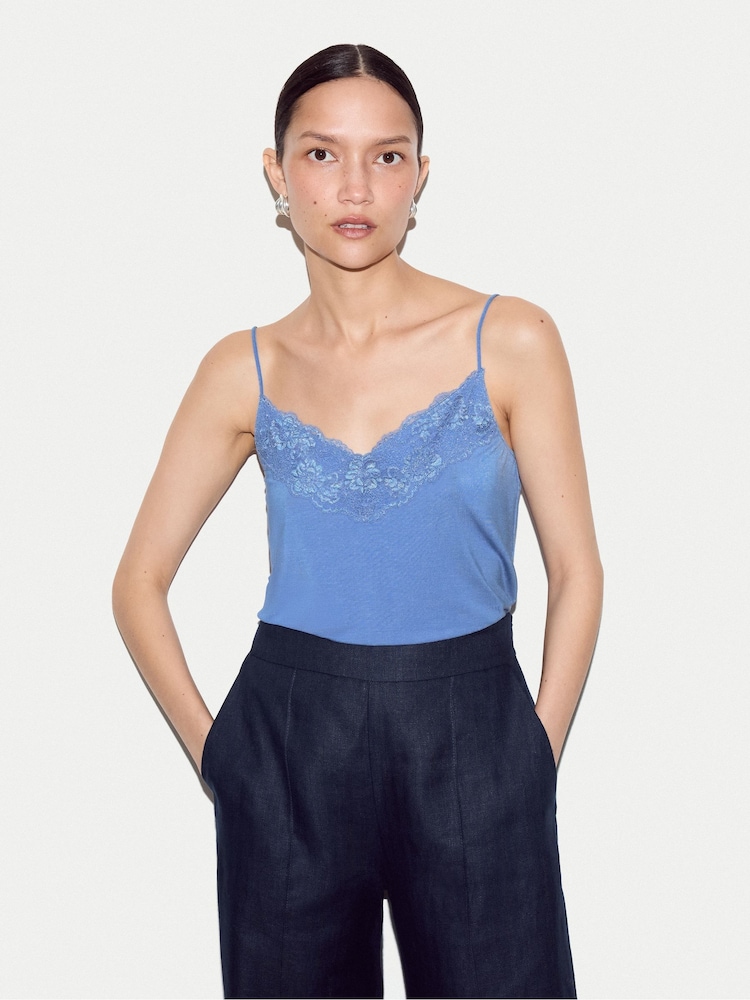 Jigsaw Ocean Blue Modal Lace Vest - Image 1 of 5 Jigsaw Ocean Blue Modal Lace Vest - Image 1 of 5
