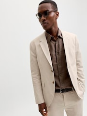 JACK & JONES White Linen Blend Blazer - Image 3 of 5