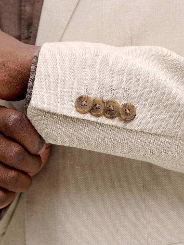 JACK & JONES White Linen Blend Blazer - Image 5 of 5