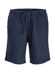 JACK & JONES Blue Relaxed Fit Linen Blend Shorts - Image 1 of 2