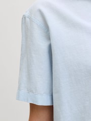 JACK & JONES Blue Linen Blend Short Sleeve Shirt - Image 3 of 7