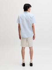 JACK & JONES Blue Linen Blend Short Sleeve Shirt - Image 5 of 7