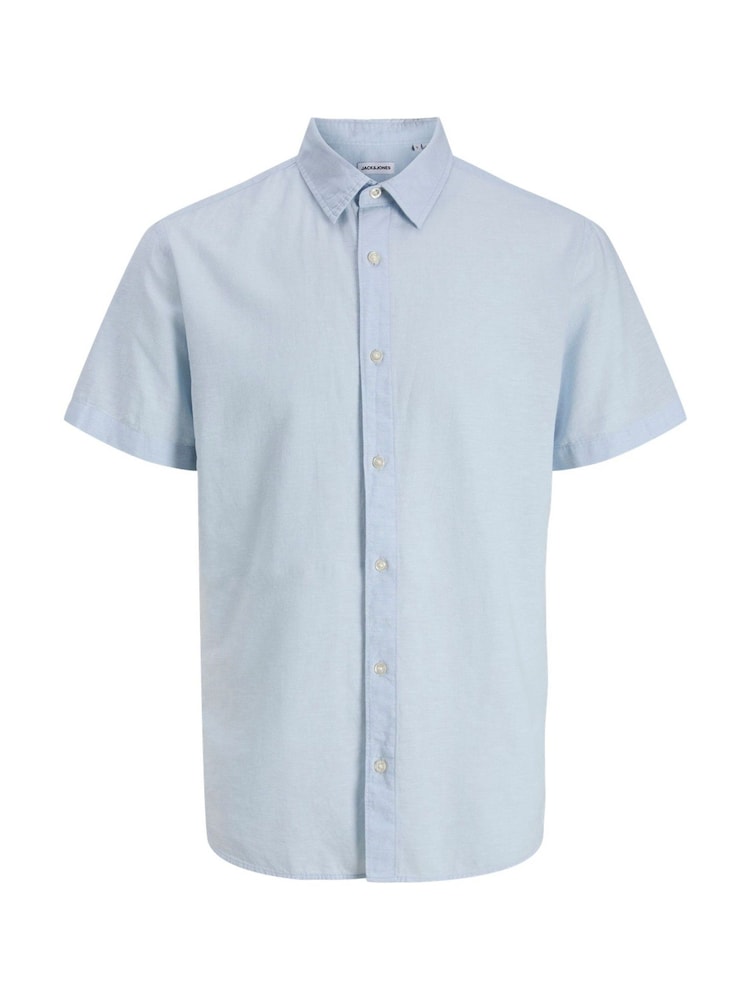 JACK & JONES Blue Linen Blend Short Sleeve Shirt - Image 7 of 7 JACK & JONES Blue Linen Blend Short Sleeve Shirt - Image 7 of 7