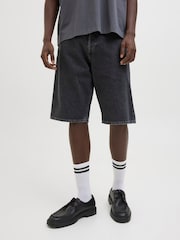 JACK & JONES Black Ron Fit Denim Shorts - Image 1 of 7