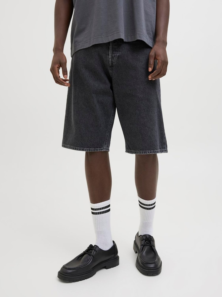 JACK & JONES Black Ron Fit Denim Shorts - Image 1 of 7