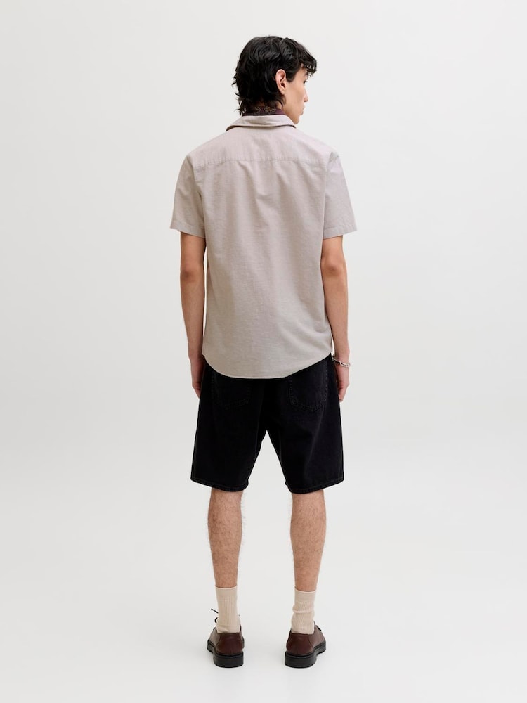 JACK & JONES Brown Linen Blend Short Sleeve Shirt - Image 2 of 7
