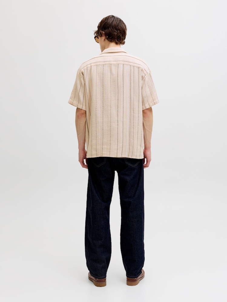 JACK & JONES Grey Woven Striped Resort Shirt - Image 2 of 7