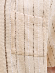 JACK & JONES Grey Woven Striped Resort Shirt - Image 4 of 7