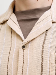 JACK & JONES Grey Woven Striped Resort Shirt - Image 5 of 7