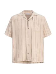 JACK & JONES Grey Woven Striped Resort Shirt - Image 7 of 7