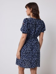 SCAMP & DUDE Blue Jaguar Lace Trim Short Tea Dress - Image 4 of 4