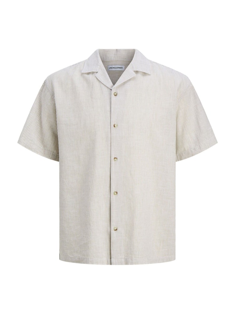 JACK & JONES Grey Cotton Linen Blend Resort Shirt - Image 1 of 1