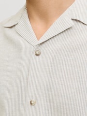 JACK & JONES Grey Cotton Linen Blend Resort Shirt - Image 2 of 7