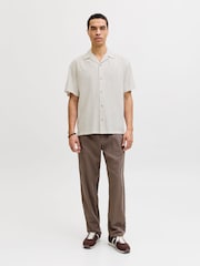 JACK & JONES Grey Cotton Linen Blend Resort Shirt - Image 3 of 7