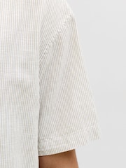JACK & JONES Grey Cotton Linen Blend Resort Shirt - Image 4 of 7