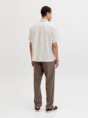 JACK & JONES Grey Cotton Linen Blend Resort Shirt - Image 5 of 7