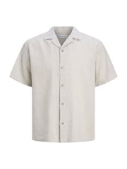 JACK & JONES Grey Cotton Linen Blend Resort Shirt - Image 7 of 7