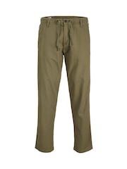JACK & JONES Green Relaxed Fit Linen Blend Trousers - Image 6 of 8