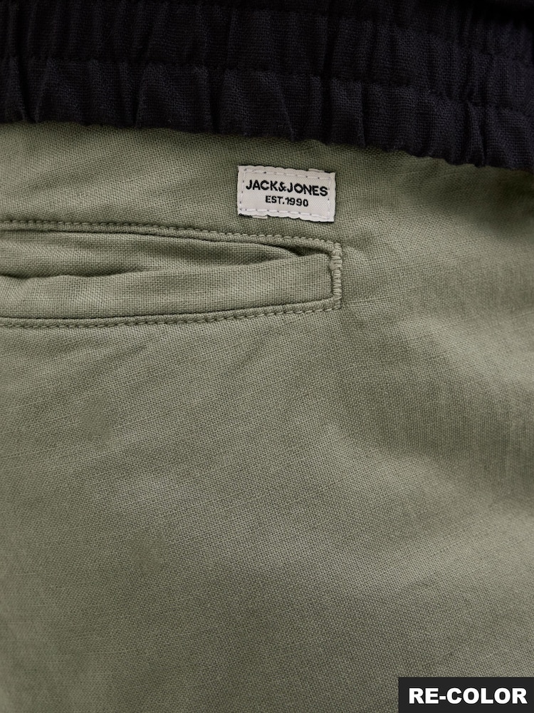 JACK & JONES Green Relaxed Fit Linen Blend Trousers - Image 8 of 8
