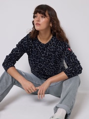 SCAMP & DUDE Blue Jaguar Printed Knitted Jumper - Image 4 of 5