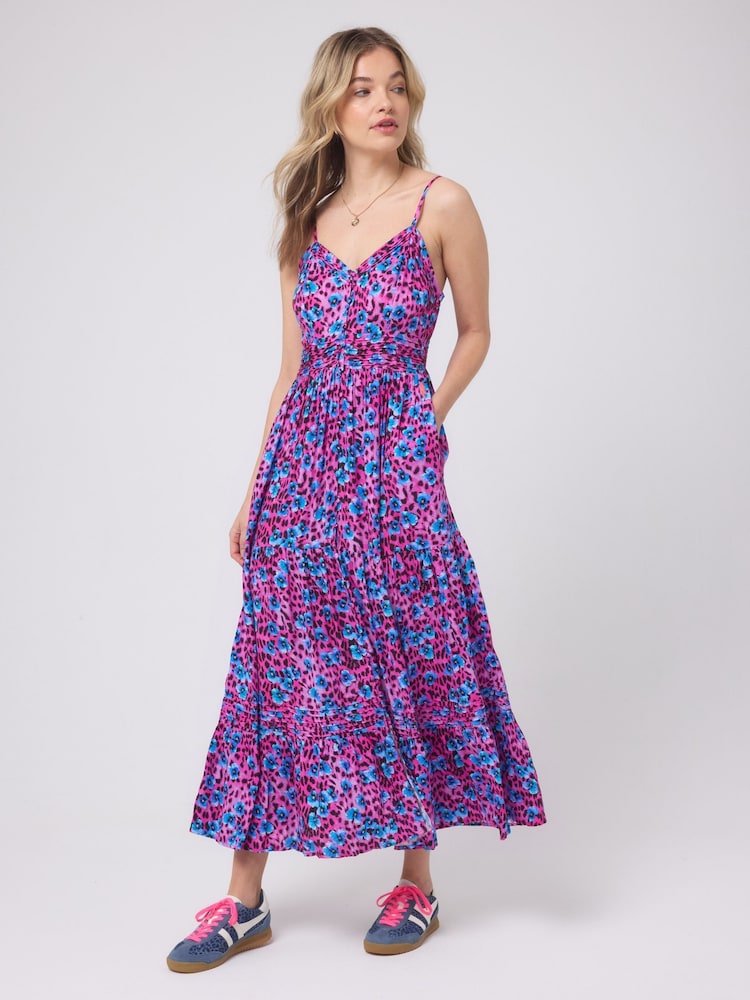 SCAMP & DUDE Paradise Cheetah Pintuck Midi Sundress - Image 1 of 5 SCAMP & DUDE Paradise Cheetah Pintuck Midi Sundress - Image 1 of 5