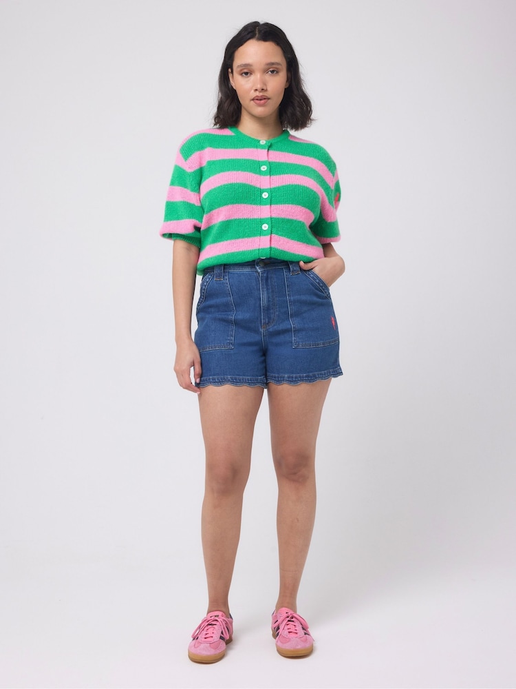 SCAMP & DUDE Blue Denim Scallop Shorts - Image 1 of 4