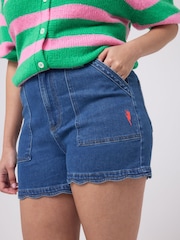 SCAMP & DUDE Blue Denim Scallop Shorts - Image 3 of 4