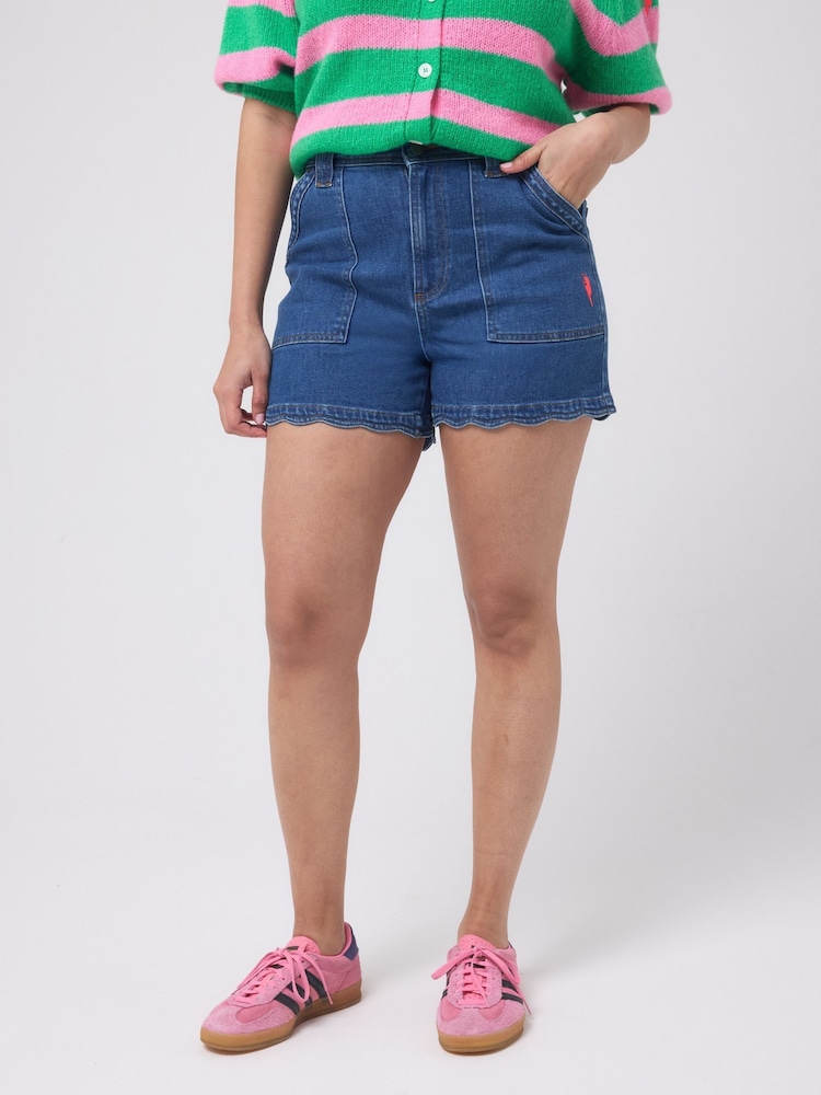 SCAMP & DUDE Blue Denim Scallop Shorts - Image 4 of 4