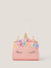 Monsoon Pink Flower Unicorn Clip Frame Bag - Image 1 of 2