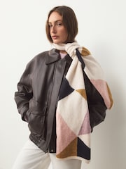 Buy Cream/Pink Abstract Pattern Midweight Scarf from Next Australia