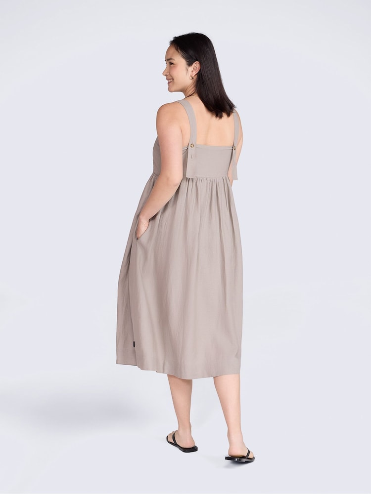 Animal Brown Linen Midi Dress - Image 2 of 4 Animal Brown Linen Midi Dress - Image 2 of 4