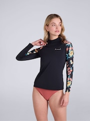 Patterned Black - Animal Lillie Printed Panel Quick Drying Rash Vest - Bild 1 von 9