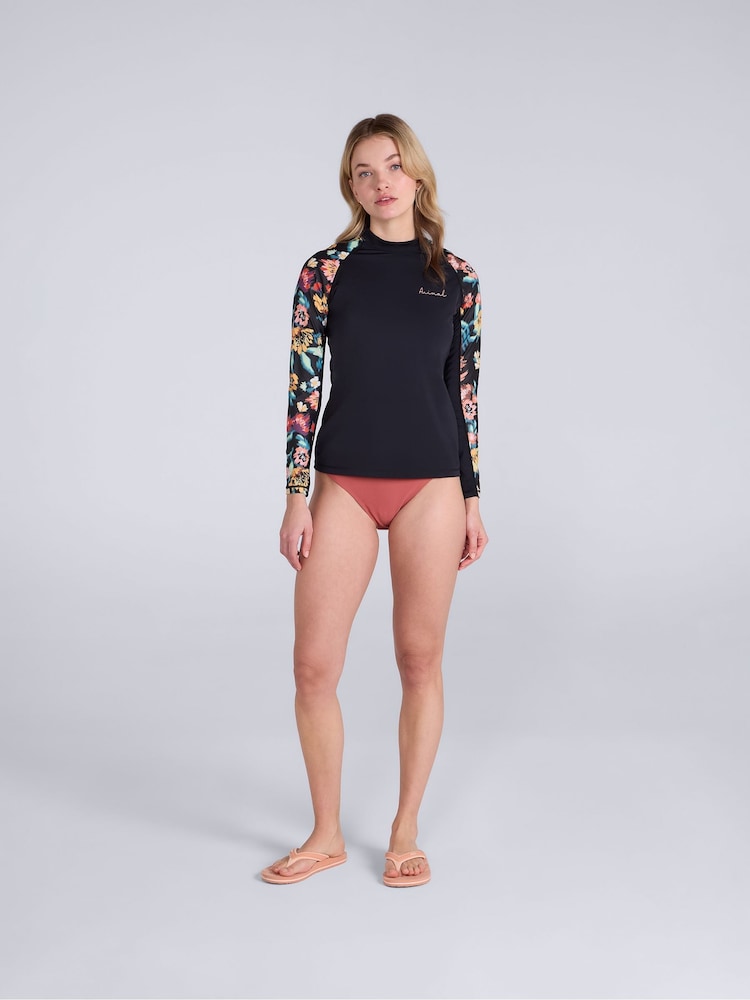 Patterned Black - Animal Lillie Printed Panel Quick Drying Rash Vest - Bild 2 von 9 Patterned Black - Animal Lillie Printed Panel Quick Drying Rash Vest - Bild 2 von 9