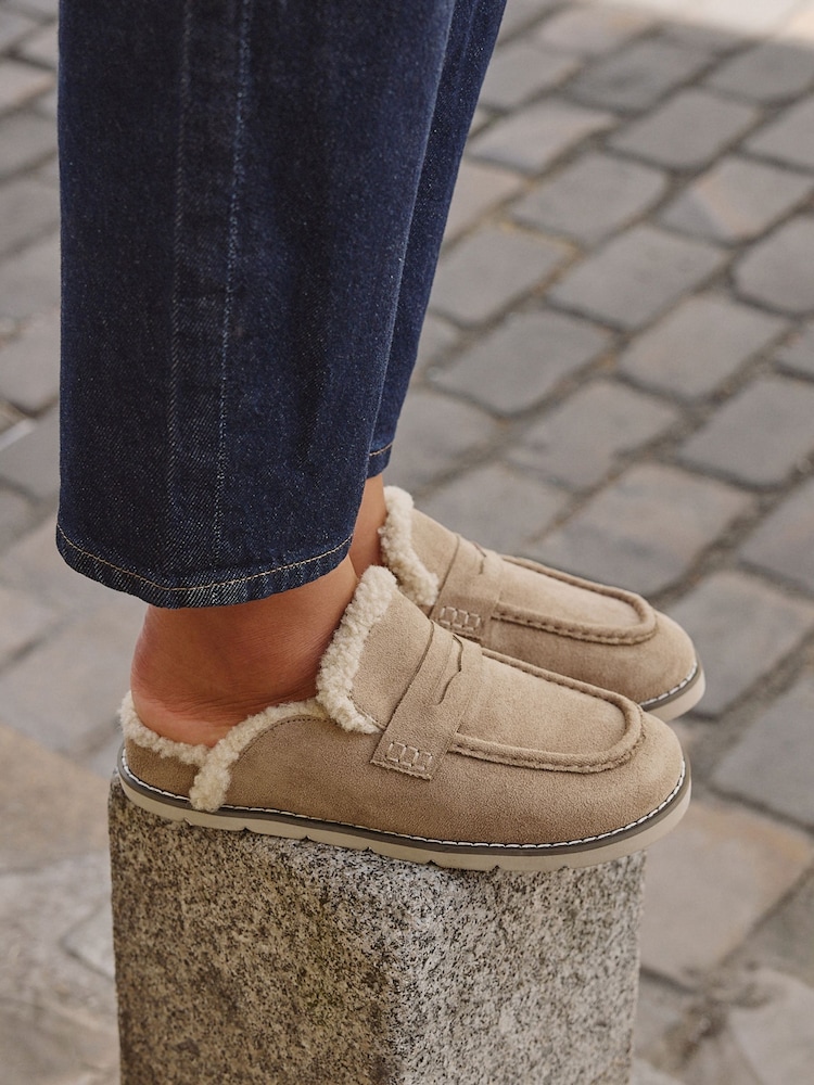 pardo - Linzi Collected Faux Fur Lined Mule Loafers - Imagem 1 de 6 pardo - Linzi Collected Faux Fur Lined Mule Loafers - Imagem 1 de 6