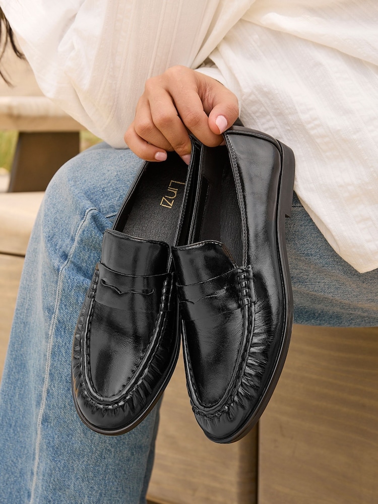 Linzi Black Patent Belmont Ruched Loafers - Image 2 of 6 Linzi Black Patent Belmont Ruched Loafers - Image 2 of 6