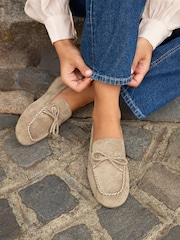 Linzi Taupe Suede Relevant Boat Style Loafers - Image 1 of 6