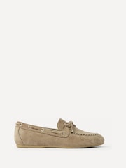 Linzi Taupe Suede Relevant Boat Style Loafers - Image 3 of 6
