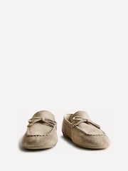 Linzi Taupe Suede Relevant Boat Style Loafers - Image 4 of 6