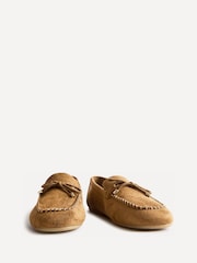 Linzi Tan Suede Relevant Boat Style Loafers - Image 3 of 5