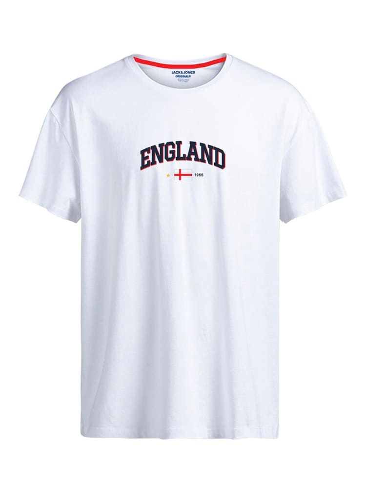 JACK & JONES White England World Cup Football T-Shirt - Image 3 of 3 JACK & JONES White England World Cup Football T-Shirt - Image 3 of 3