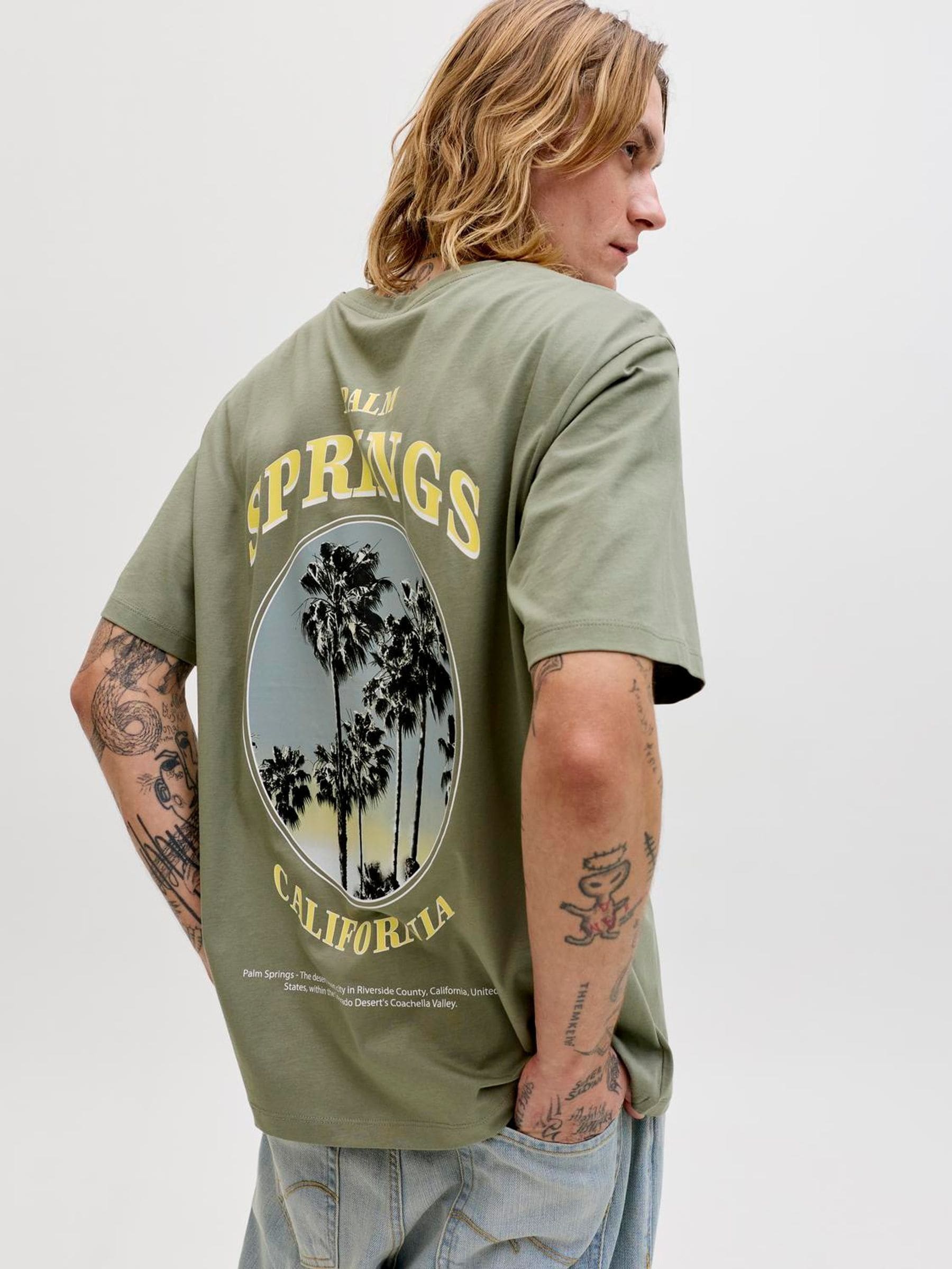 Satın al Yeşil - JACK & JONES Şehir Fotoğrafı Arka Grafik Baskılı