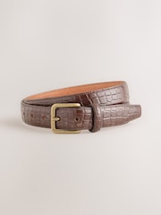 Burgundy Red Crocodile Embossed Leather Belt - Image 1 of 3