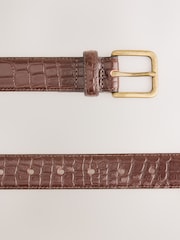 Burgundy Red Crocodile Embossed Leather Belt - Image 3 of 3