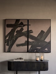 Libra Interiors Taupe Black Impasto Brushstrokes Taupe Set of 2 Framed Canvas Wall Art - Image 1 of 5