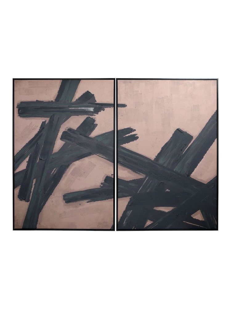 Libra Interiors Taupe Black Impasto Brushstrokes Taupe Set of 2 Framed Canvas Wall Art - Image 2 of 5 Libra Interiors Taupe Black Impasto Brushstrokes Taupe Set of 2 Framed Canvas Wall Art - Image 2 of 5