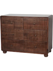Libra Interiors Brown Carmel Wooden 6 Drawer Chest with Marble Top - Image 3 of 6