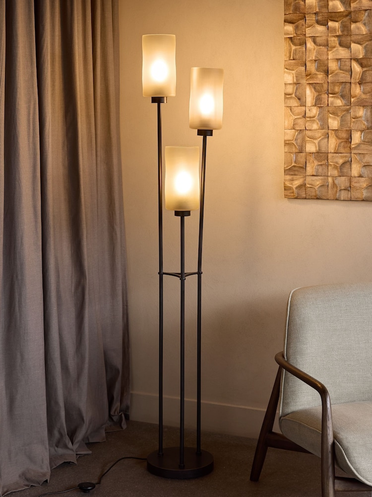 Libra Interiors Black Trivia 3 Light Floor Glass Lamp - Image 1 of 5