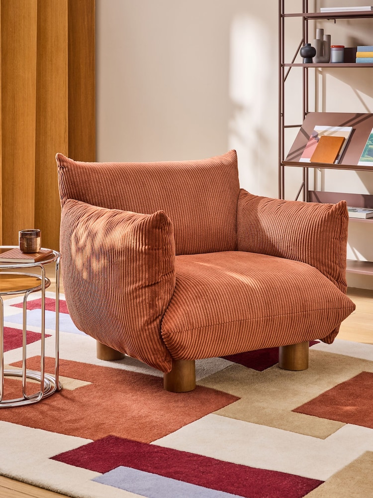 MADE.COM Nutmeg Orange Corduroy Jude Accent Chair - Image 1 of 5 MADE.COM Nutmeg Orange Corduroy Jude Accent Chair - Image 1 of 5