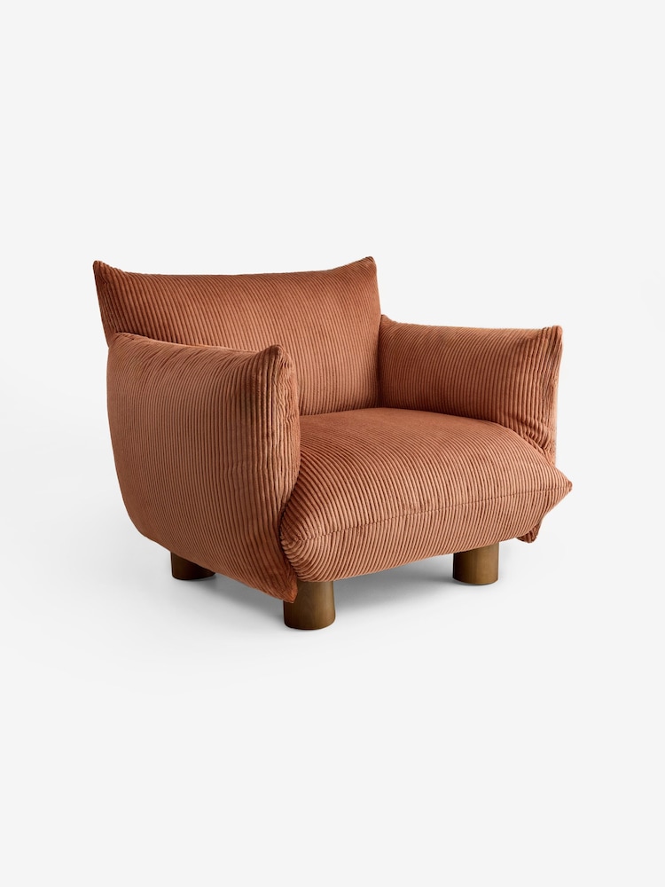 MADE.COM Nutmeg Orange Corduroy Jude Accent Chair - Image 2 of 5 MADE.COM Nutmeg Orange Corduroy Jude Accent Chair - Image 2 of 5
