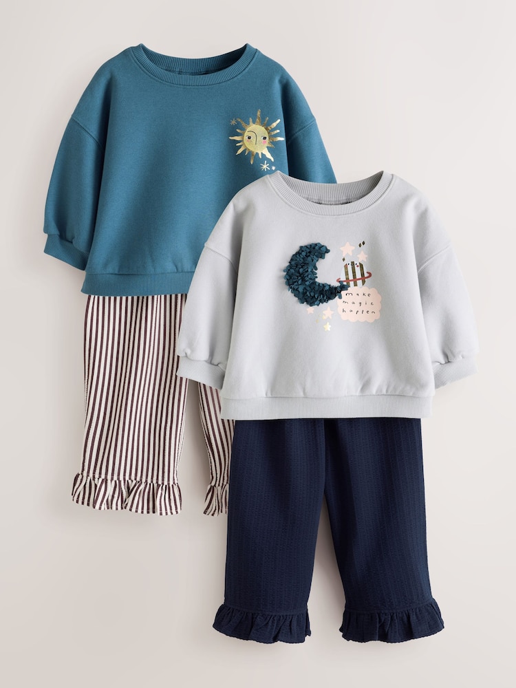 Blue Moon - Sweatshirt and Frill Trousers Set 2 Pack (3mths-7yrs) - Attēls 1 no 8